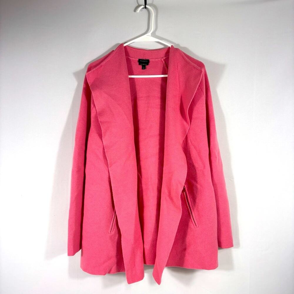 Talbots Vibrant Pink Merino Wool Cardigan Sweater Size Large T1
